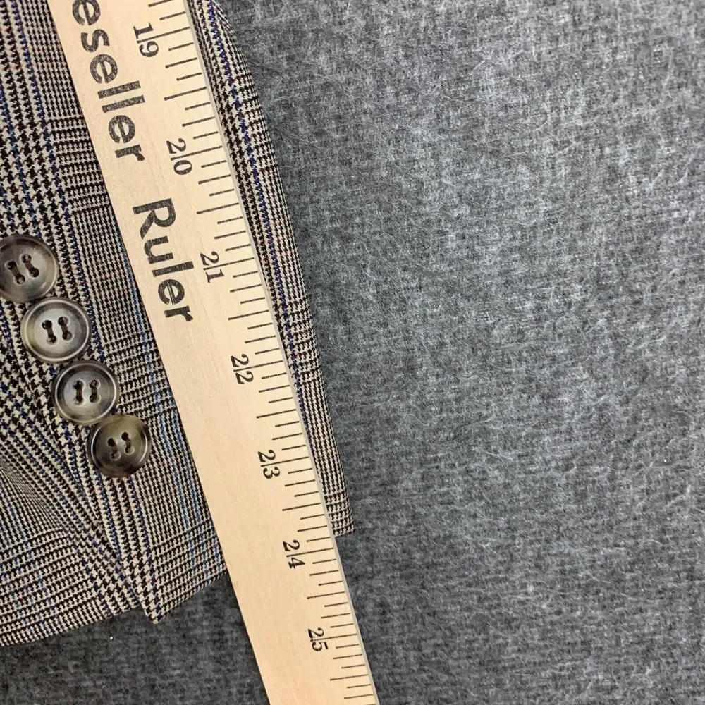 Jos A Bank Blazer Mens 42RG Brown Glen Check‎ Wool Gordon Houndstooth Sport Coat